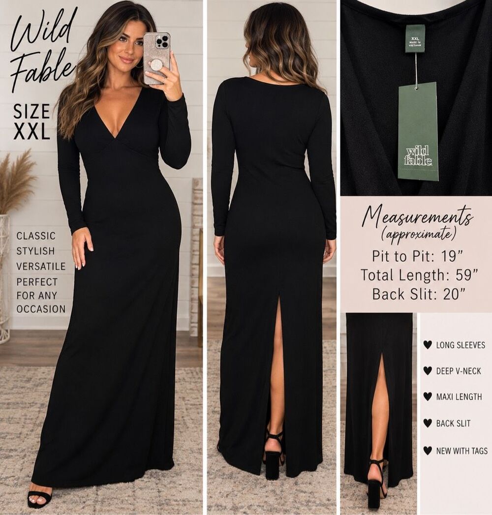 🖤 Wild Fable Black Maxi Dress – Size XXL – New With Tags